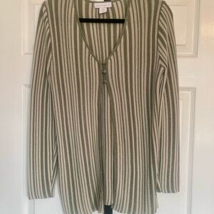 House of Harlow 1960 Olive and Cream Striped Cardigan